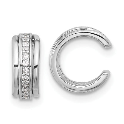 Sterling Silver Rhodium-Plated Polished CZ Pair of 2 Cuff Earrings