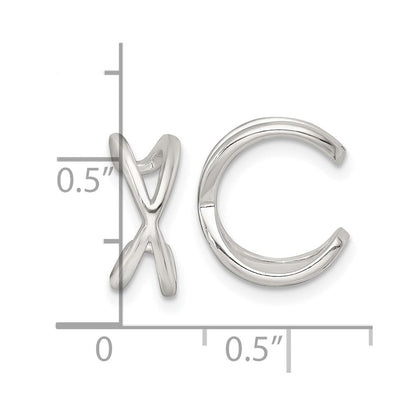 Sterling Silver Polished Criss Cross Pair of Ear Cuffs