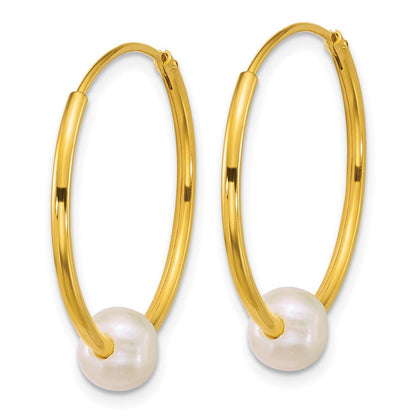 Sterling Silver Gold-Plated 6-7mm Fwc Pearl Hoop Earrings