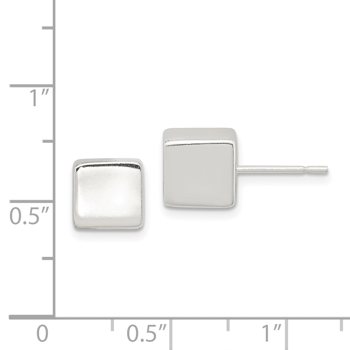 Sterling Silver Polished 8mm Square Cube Earrings