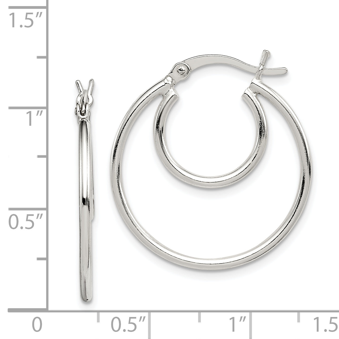 Sterling Silver Polished 2mm Double Hoop Earrings