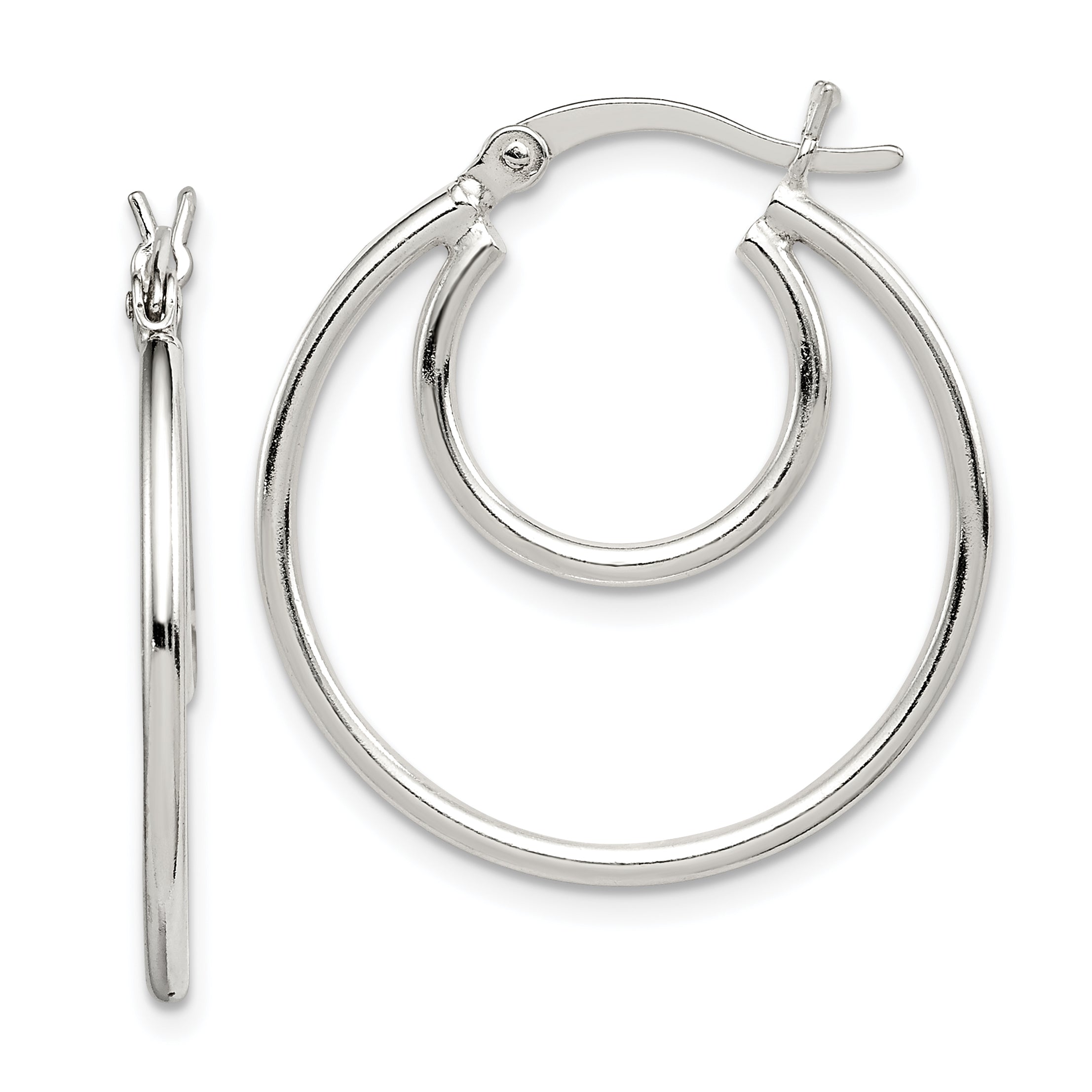 Sterling Silver Polished 2mm Double Hoop Earrings