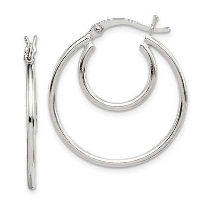 Sterling Silver Polished 2mm Double Hoop Earrings