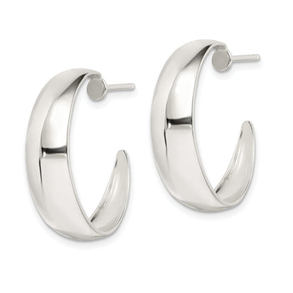 Sterling Silver Rhodium-Plated Fancy J-Hoop Post Earrings
