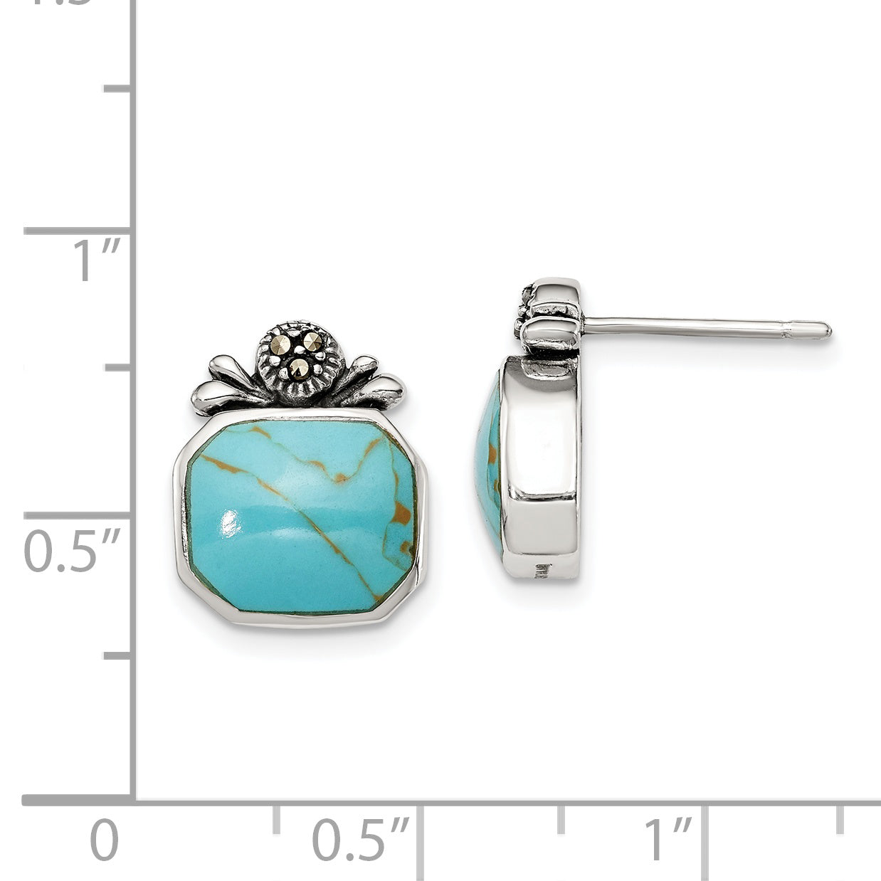 Sterling Silver Antiqued Turquoise Earrings