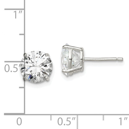 Sterling Silver 8mm Round Basket Set Cz Stud Earrings
