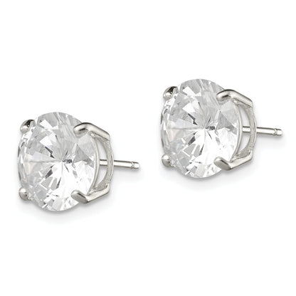 Sterling Silver 10mm Round Basket Set Cz Stud Earrings