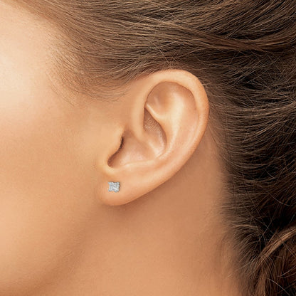 Sterling Silver 3mm Princess Basket Set Cz Stud Earrings