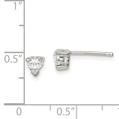 Sterling Silver 4mm Heart Basket Set Cz Stud Earrings