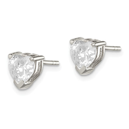 Sterling Silver 6mm Heart Basket Set Cz Stud Earrings