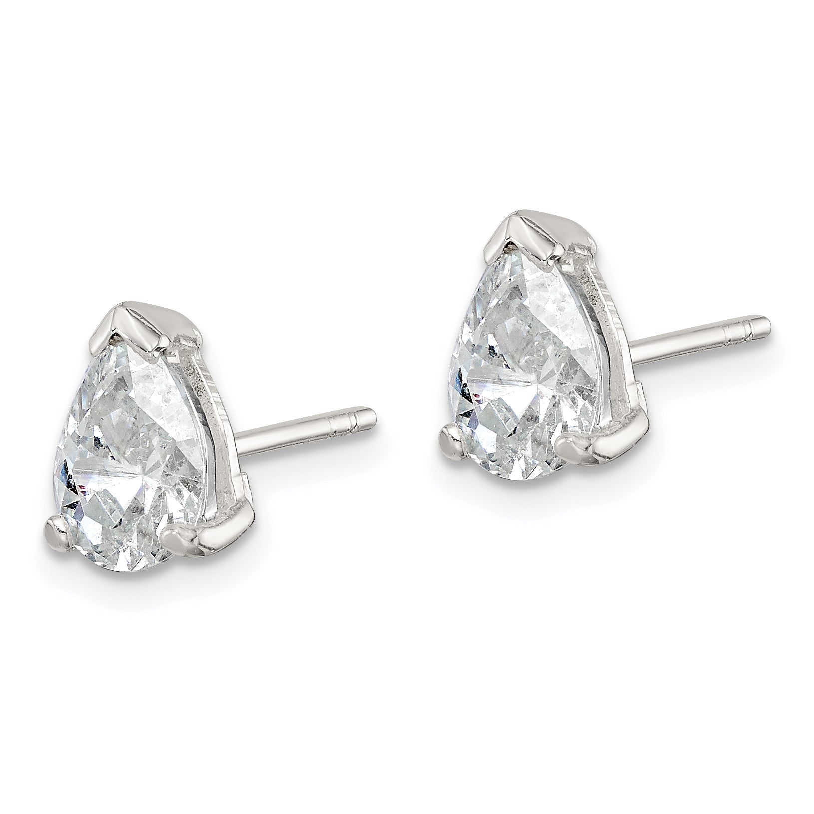 Sterling Silver Polished 5X7mm Pear Basket Set Cz Stud Earrings