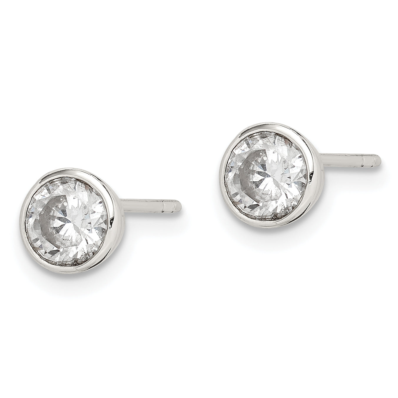 Sterling Silver Polished 5mm Round Cz Bezel Set Stud Earrings