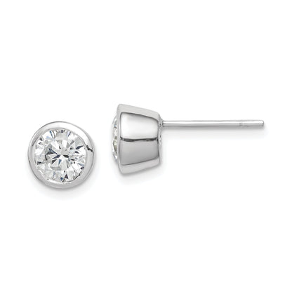 Sterling Silver Polished 6mm Round Cz Bezel Set Stud Earrings