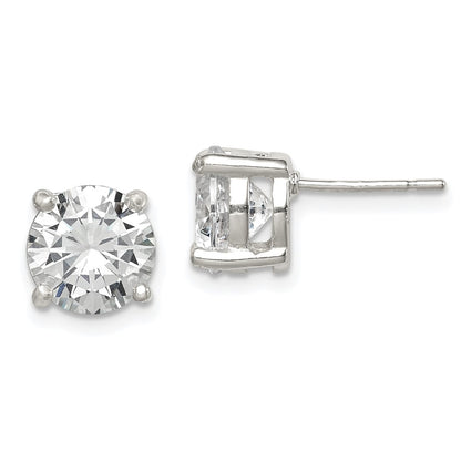 Sterling Silver Polished 8mm Round Cz Stud Earrings