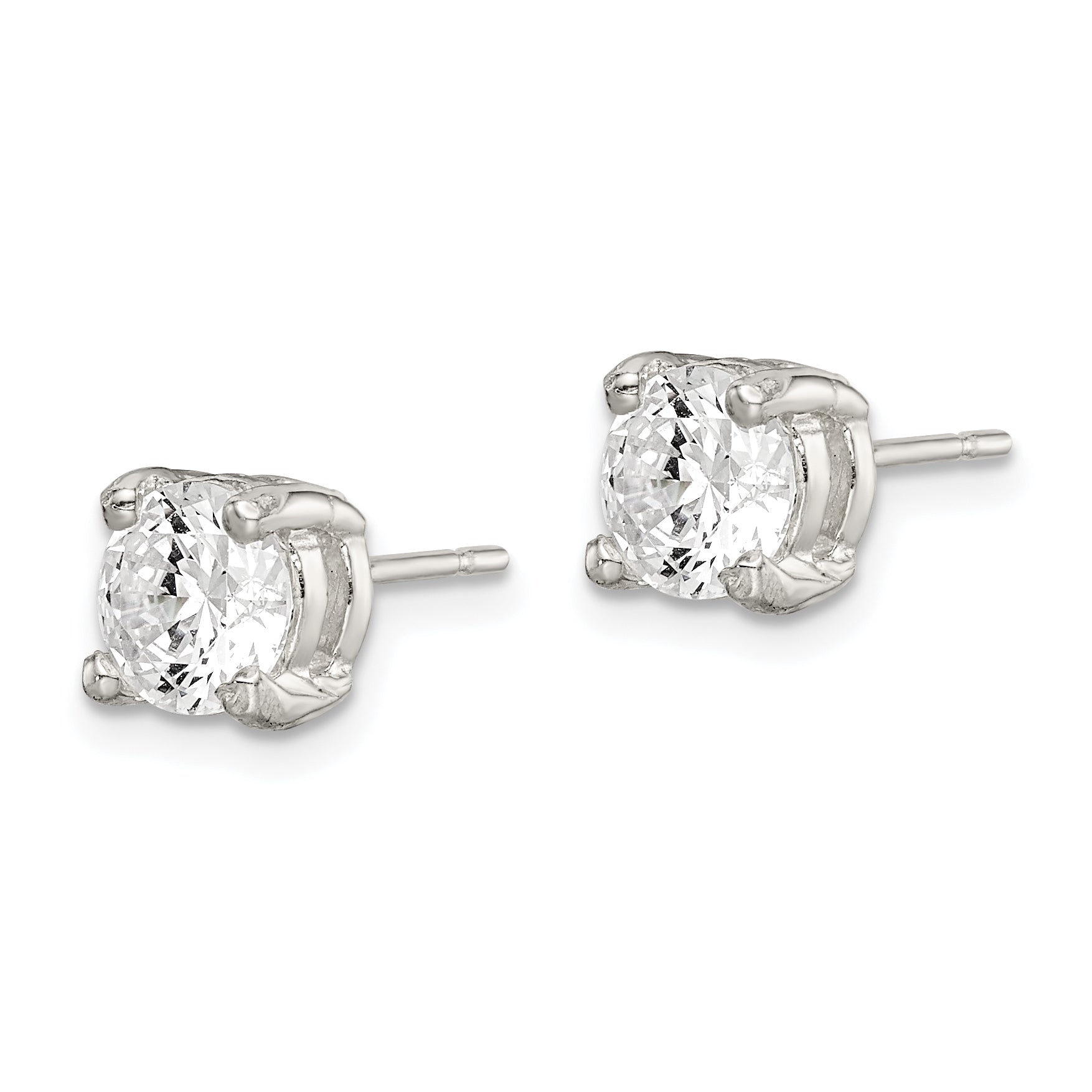 Sterling Silver Polished 6mm Round Cz Stud Earrings