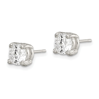 Sterling Silver Polished 6mm Round Cz Stud Earrings