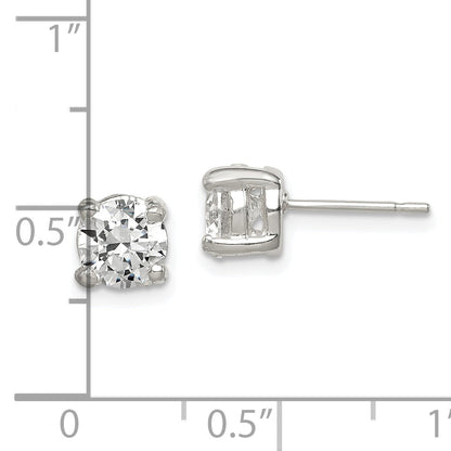 Sterling Silver Polished 6mm Round Cz Stud Earrings