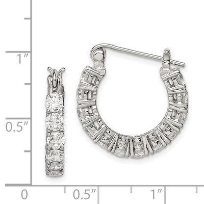 Sterling Silver Rhodium-Plated Cz Hoop Earrings