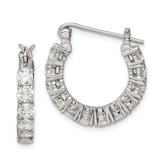Sterling Silver Rhodium-Plated Cz Hoop Earrings