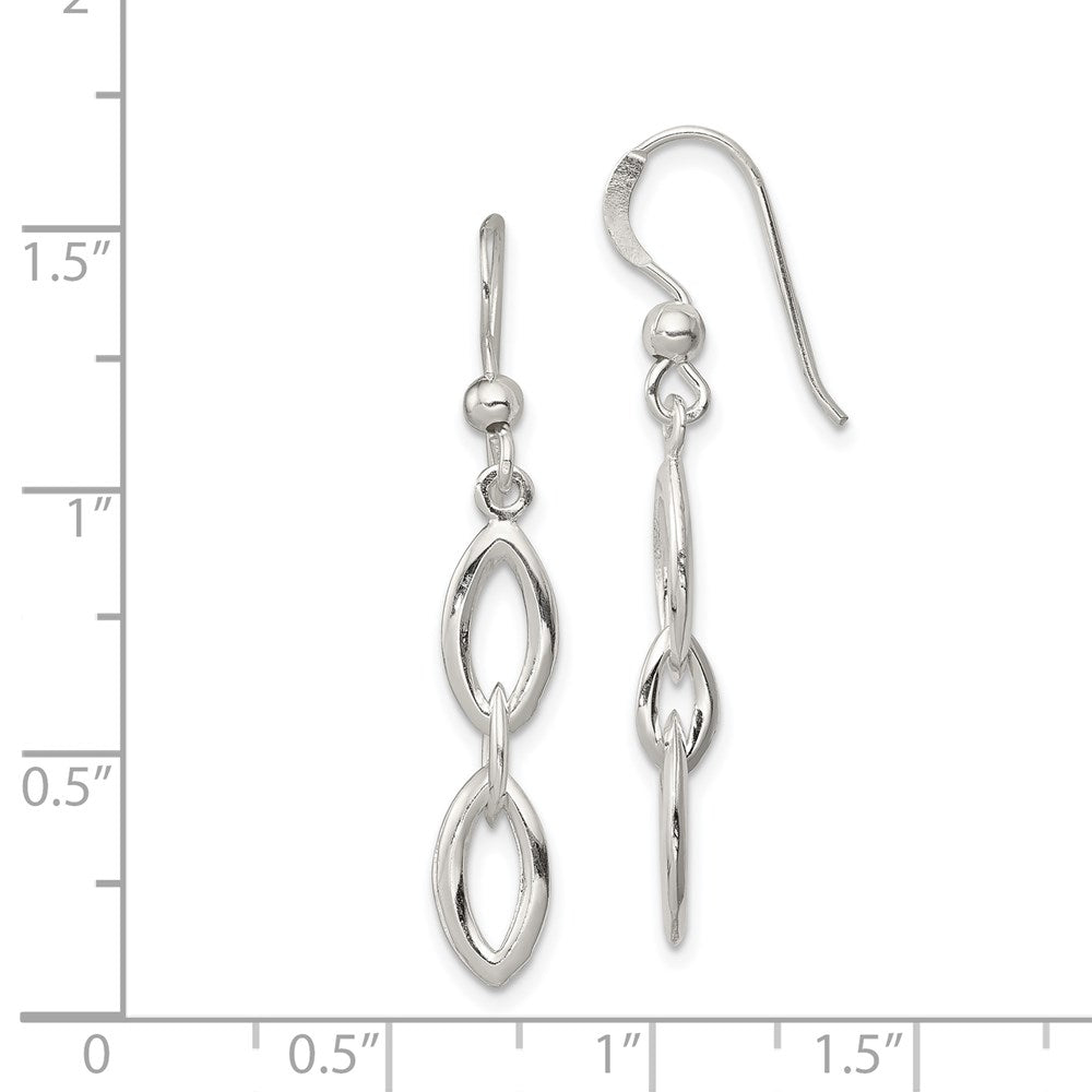 Sterling Silver Polished Fancy Marquise Link Dangle Earrings