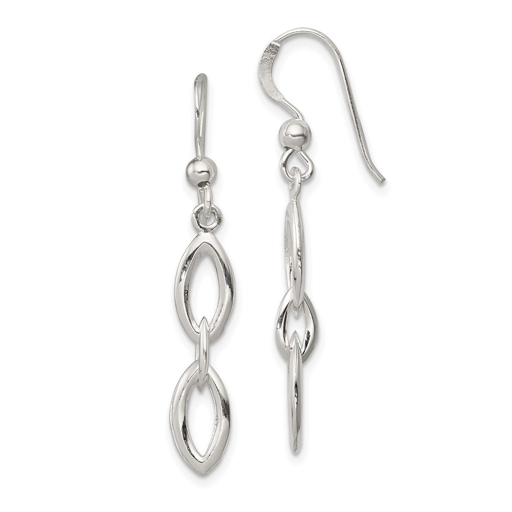 Sterling Silver Polished Fancy Marquise Link Dangle Earrings
