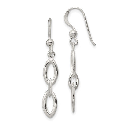 Sterling Silver Polished Fancy Marquise Link Dangle Earrings