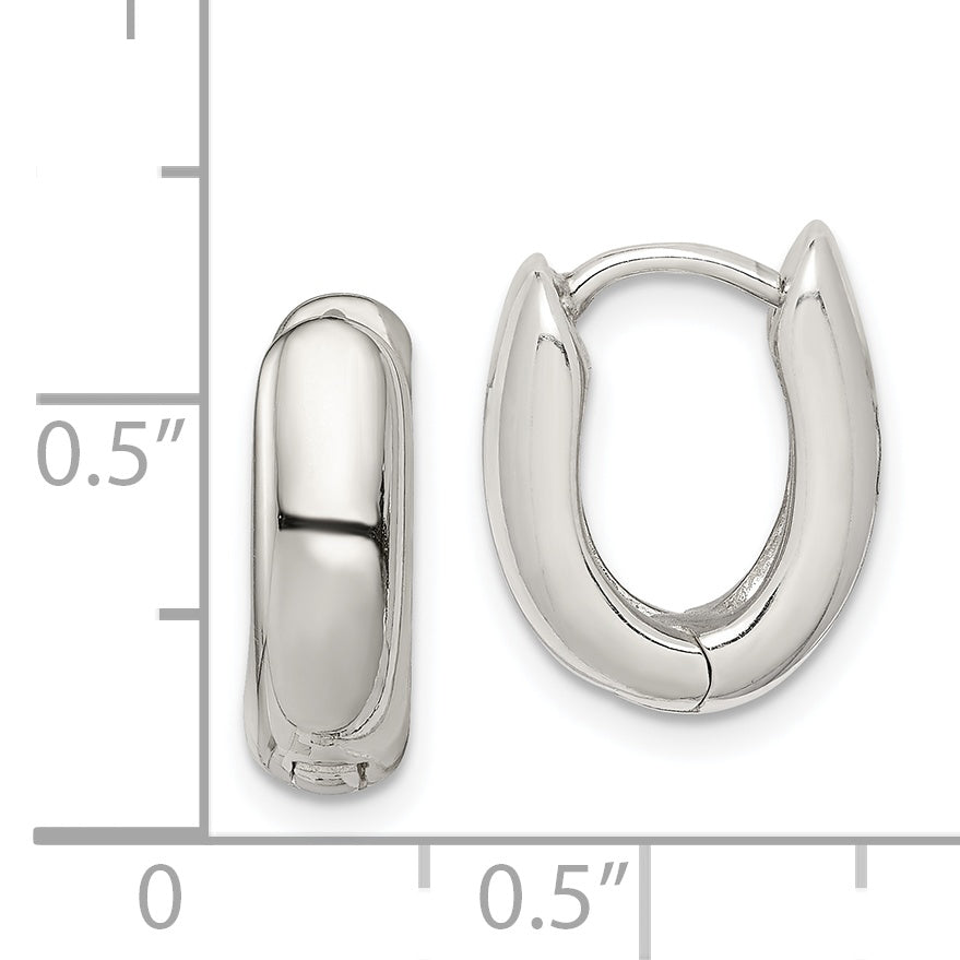 Sterling Silver Oval Hinged Hoop Earrings