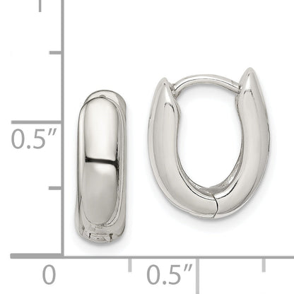 Sterling Silver Oval Hinged Hoop Earrings