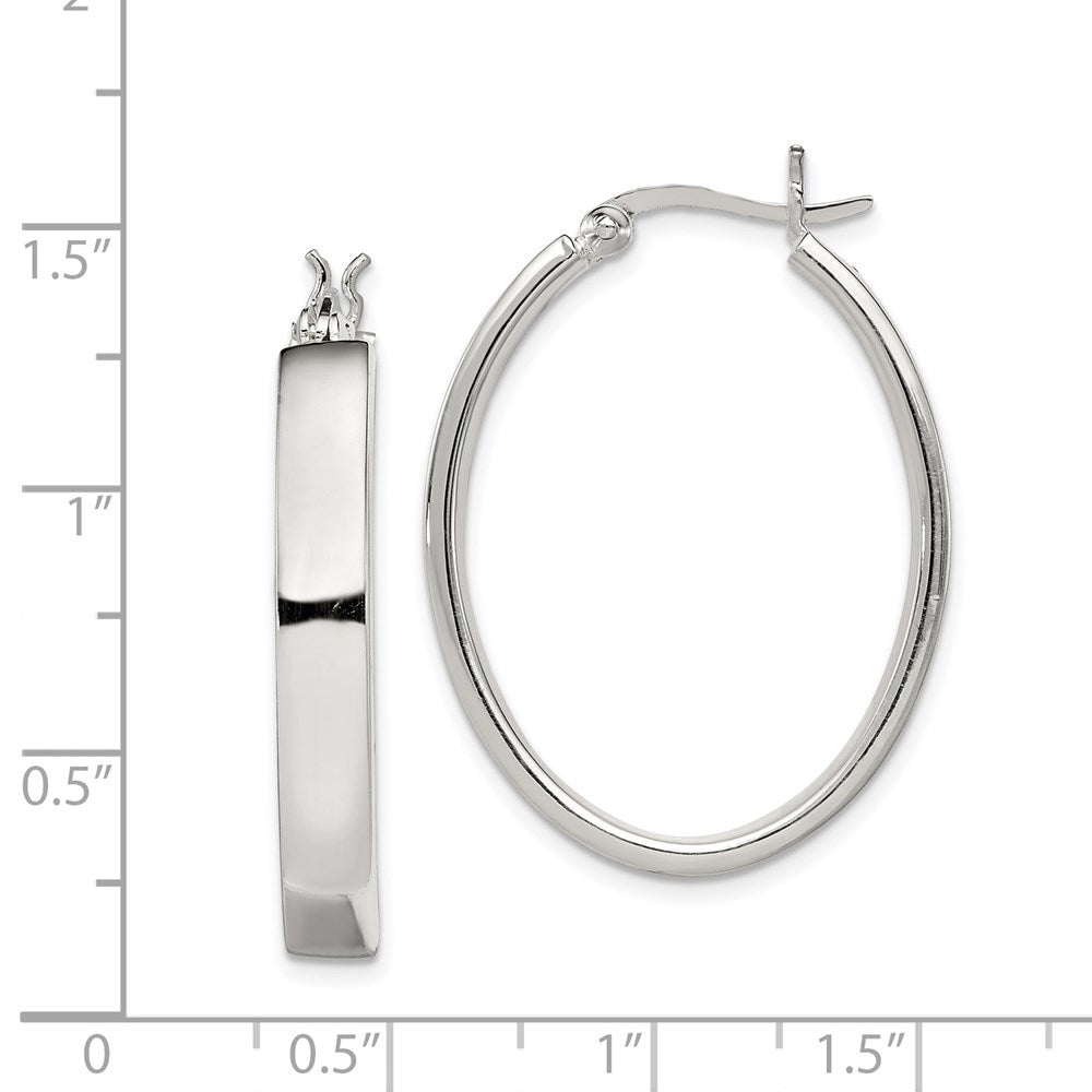 Sterling Silver Polished 4.75mm Oval Hoop Earrings