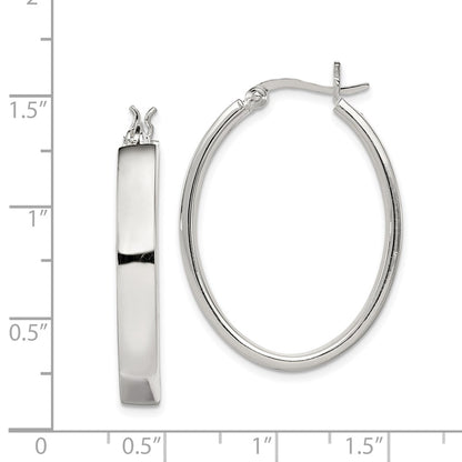 Sterling Silver Polished 4.75mm Oval Hoop Earrings