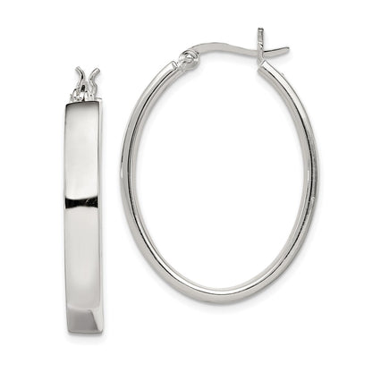 Sterling Silver Polished 4.75mm Oval Hoop Earrings