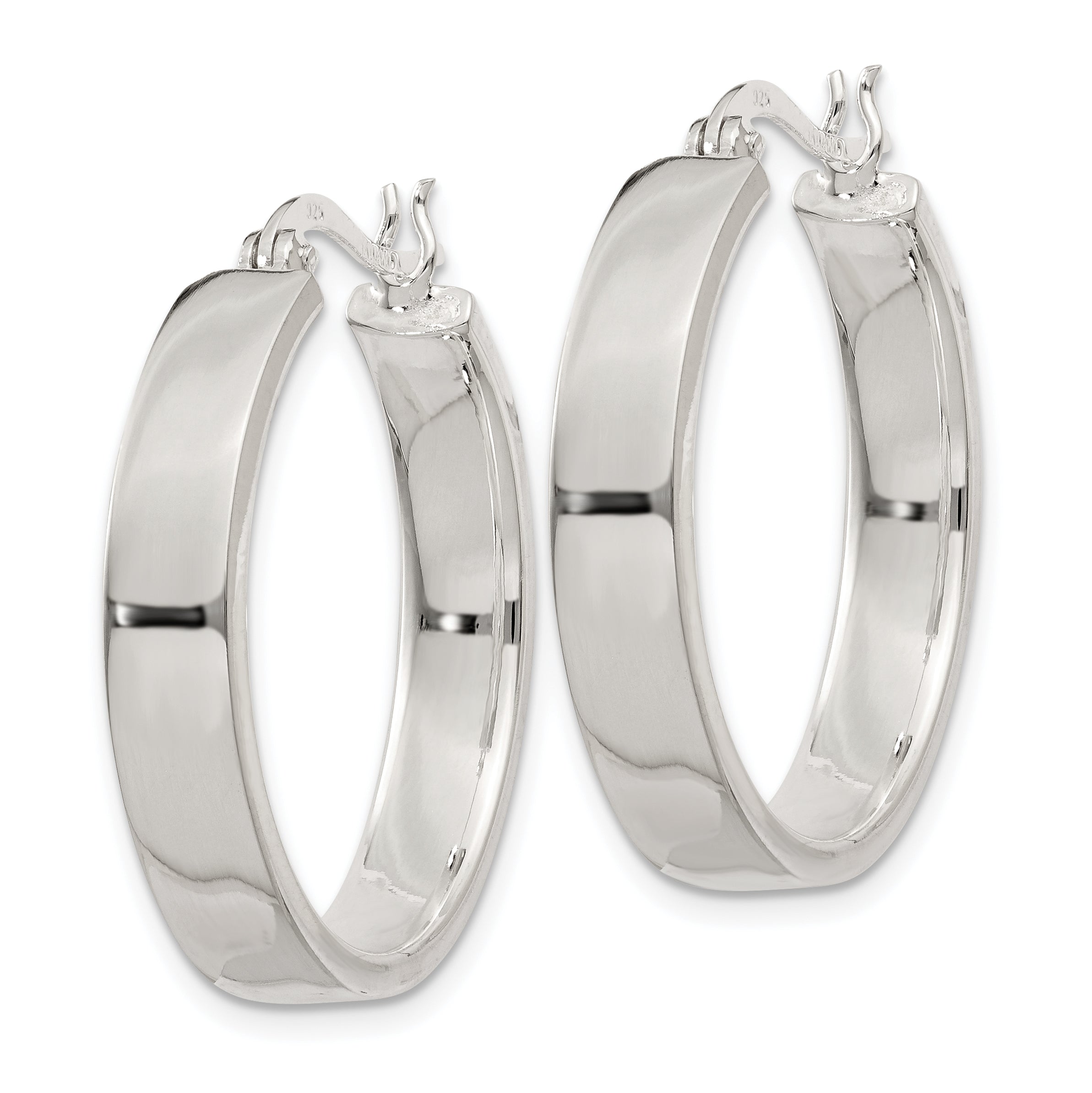 Sterling Silver 5X27mm Hoop Earrings