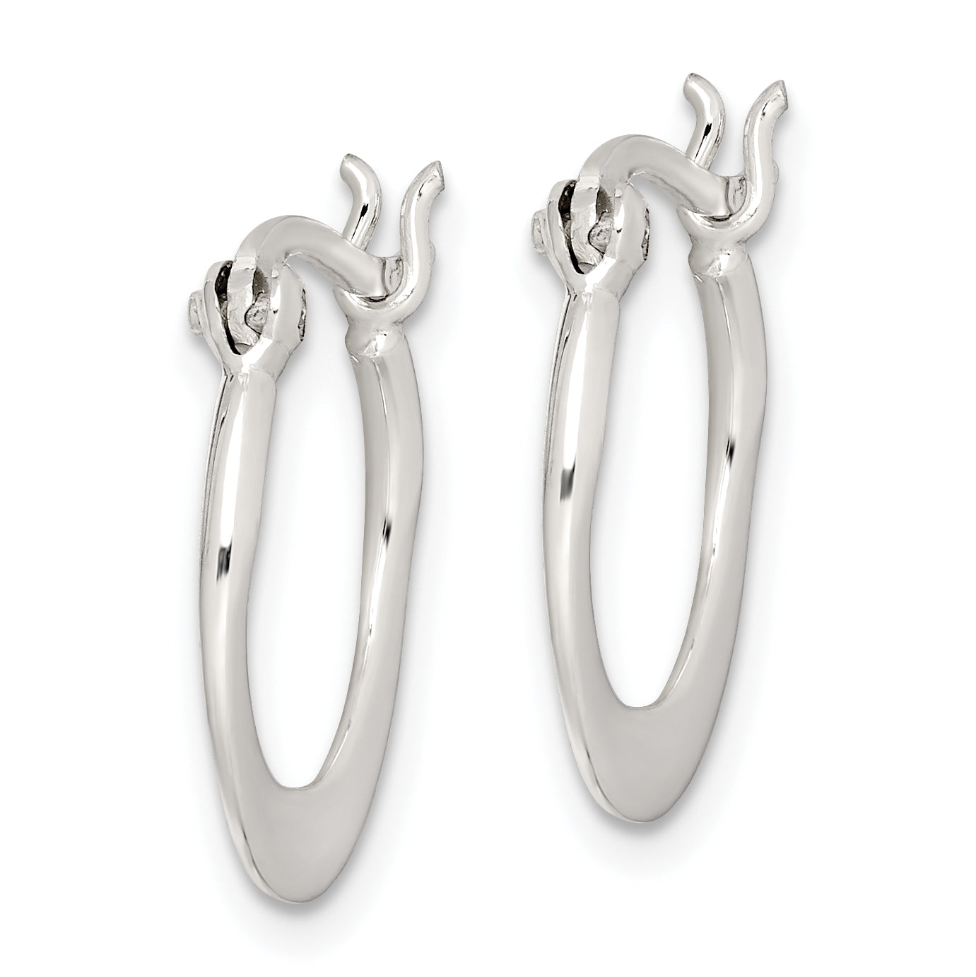 Sterling Silver Polished Tapered Round Hoop Earrings