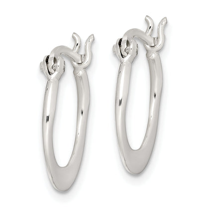 Sterling Silver Polished Tapered Round Hoop Earrings