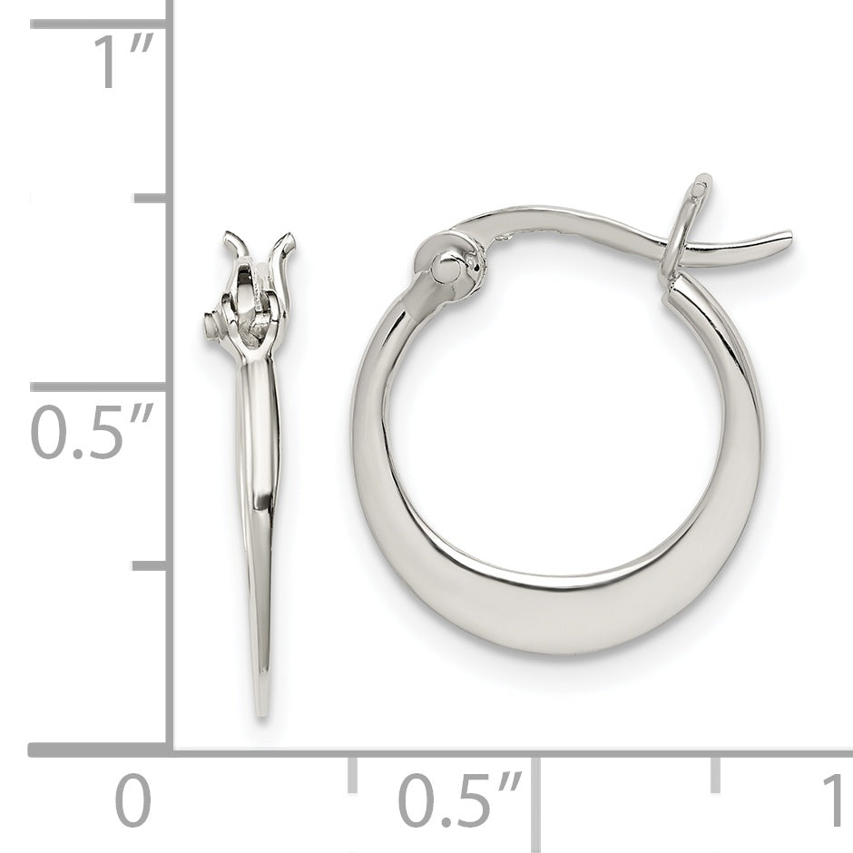 Sterling Silver Polished Tapered Round Hoop Earrings