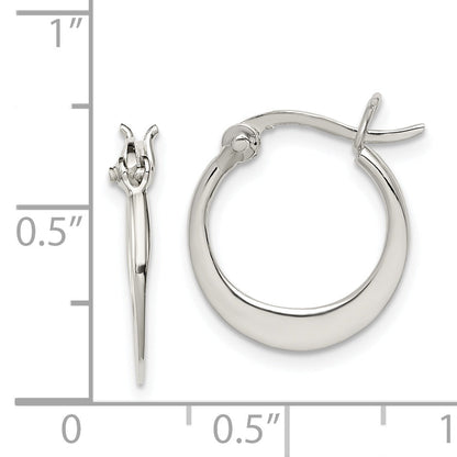 Sterling Silver Polished Tapered Round Hoop Earrings