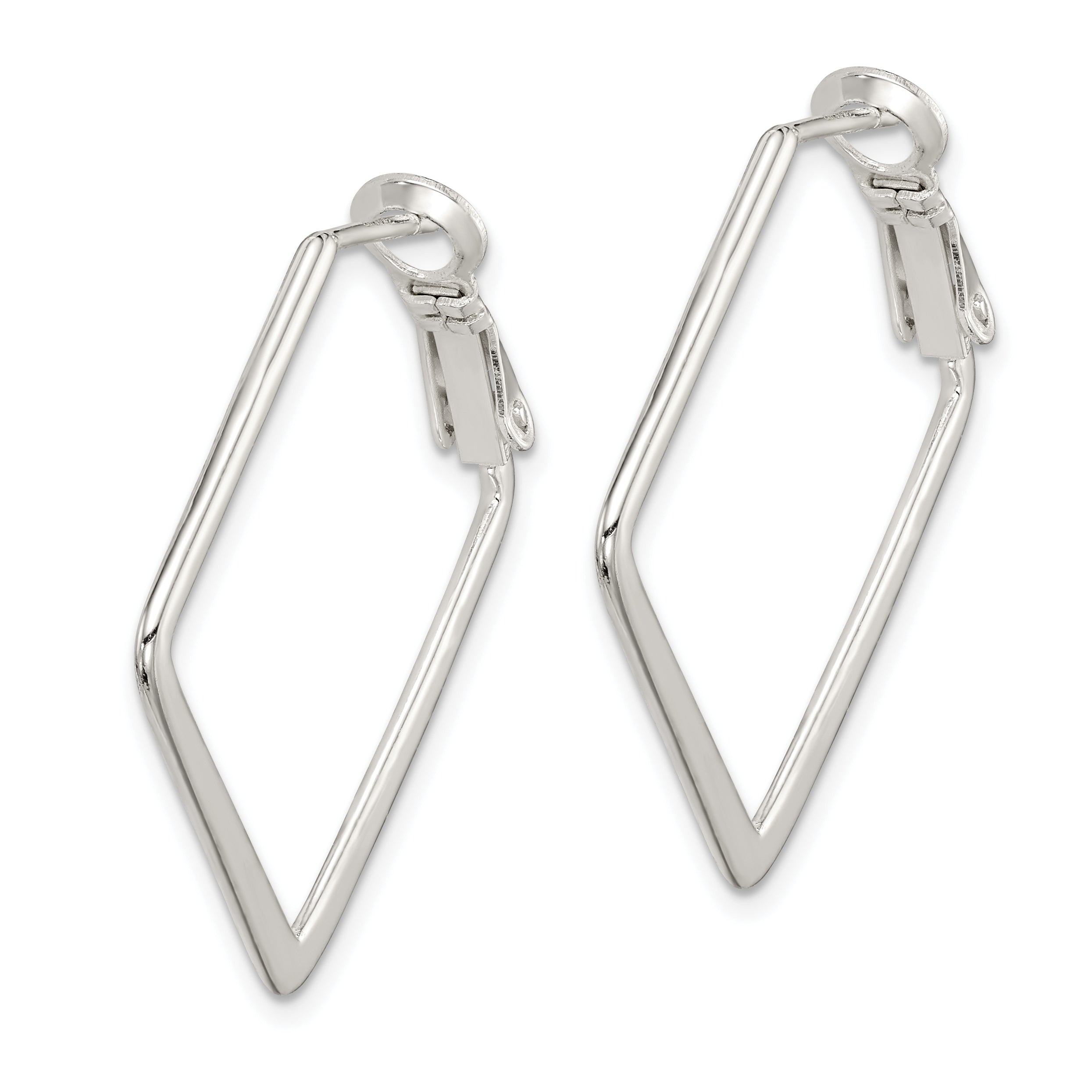 Sterling Silver Rhodium-Plated Square Hoop Earrings