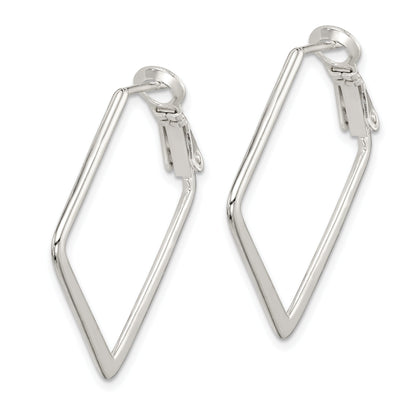 Sterling Silver Rhodium-Plated Square Hoop Earrings