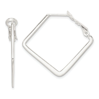 Sterling Silver Rhodium-Plated Square Hoop Earrings