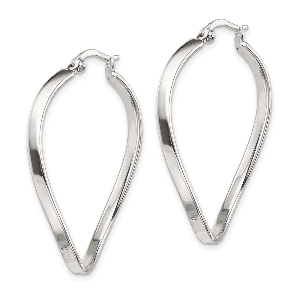 Sterling Silver Polished & Twisted Oval Hoop Earrings