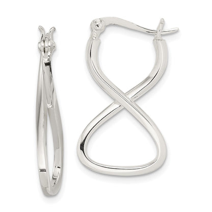 Sterling Silver Polished & Twisted Oval Hoop Earrings