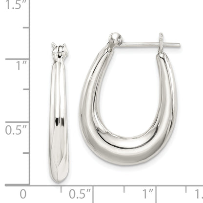 Sterling Silver Polished & Tapered Oval Hoop Earrings