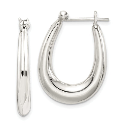 Sterling Silver Polished & Tapered Oval Hoop Earrings