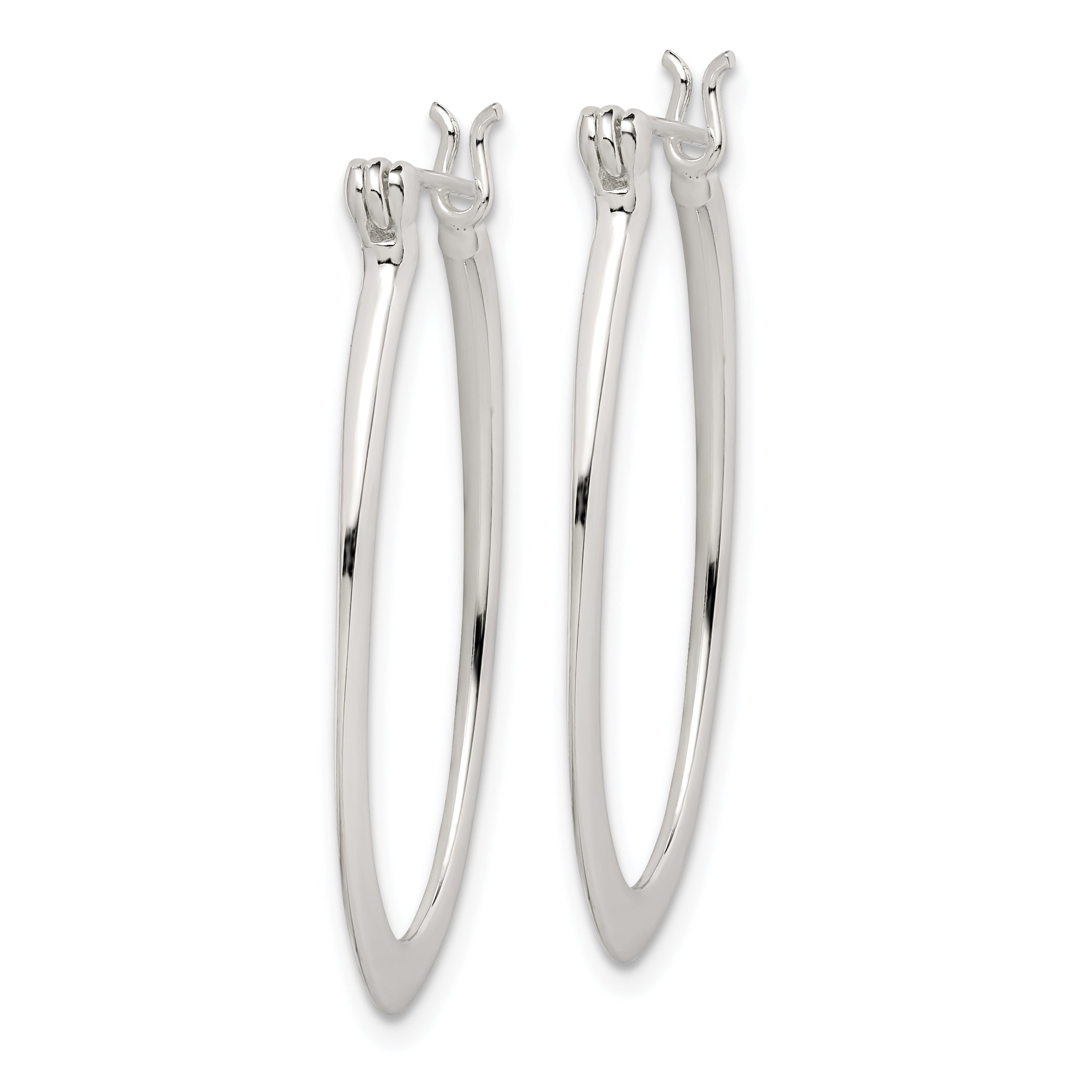 Sterling Silver Polished & Tapered Oval Hoop Earrings