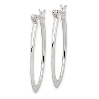 Sterling Silver Polished & Tapered Oval Hoop Earrings
