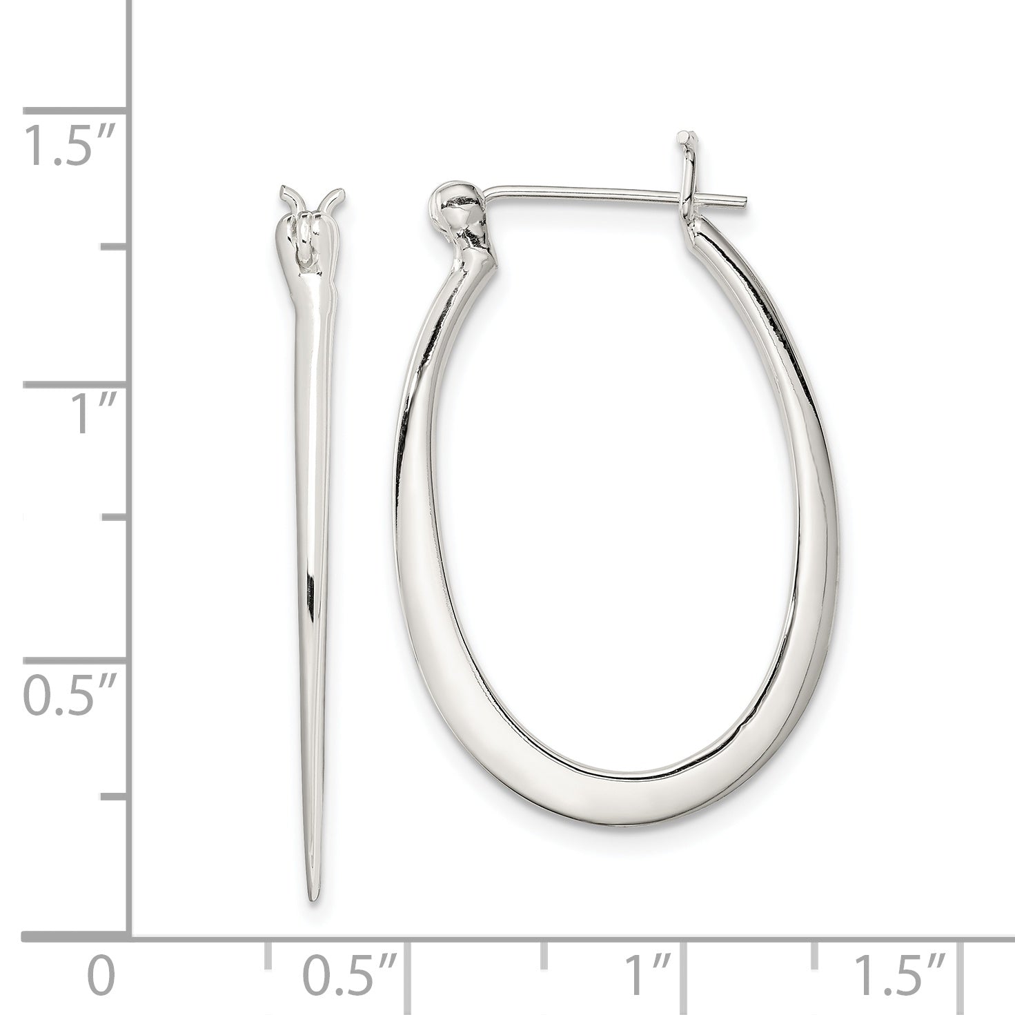 Sterling Silver Polished & Tapered Oval Hoop Earrings