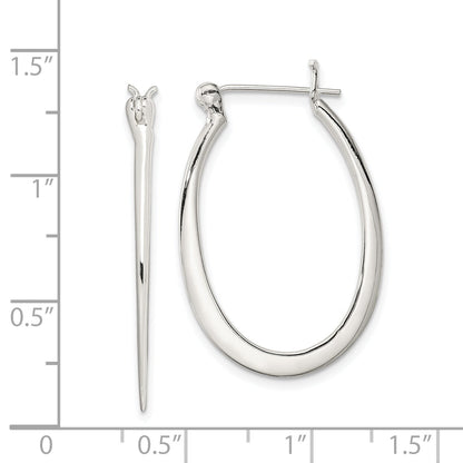 Sterling Silver Polished & Tapered Oval Hoop Earrings
