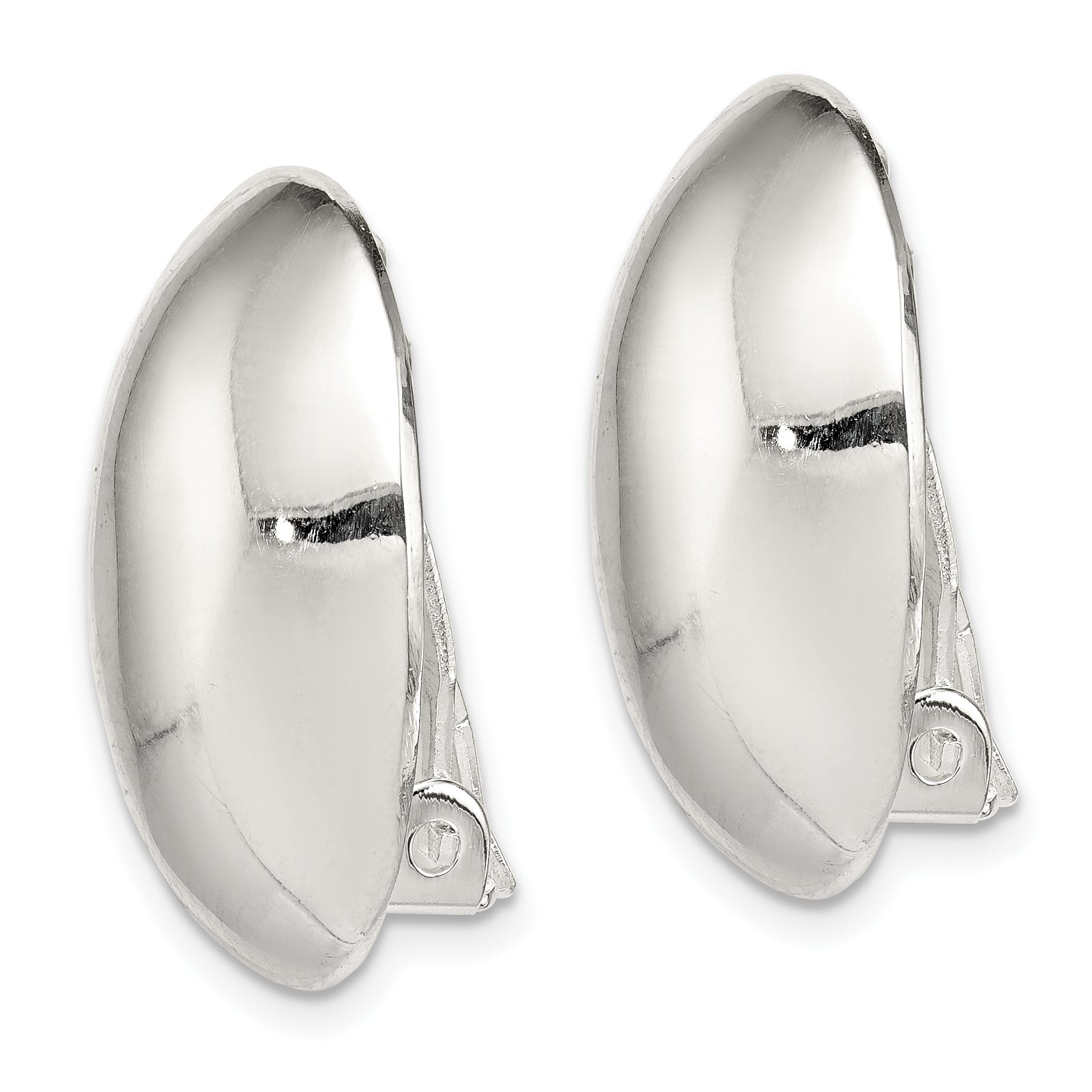 Sterling Silver Polished Non-Pierced 22X15mm Oval Button Earrings