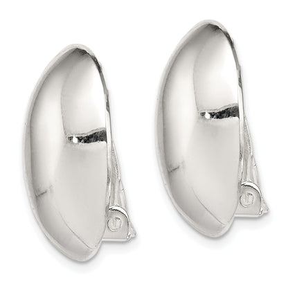 Sterling Silver Polished Non-Pierced 22X15mm Oval Button Earrings