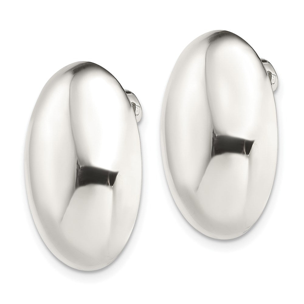 Sterling Silver Polished Non-Pierced 25X18mm Oval Button Earrings